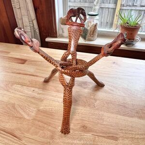 **SOLD** Vintage Hand Carved Wooden Tripod Decor Stand/Holder Elephant African